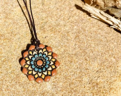 Picture of Mosaic Coral and Blue Flower